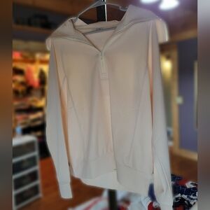 Cream Lightweight Half-Zip Hoodie